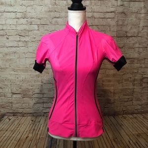 Lululemon Cycling Jersey Hot Pink Size 8 Zip Up